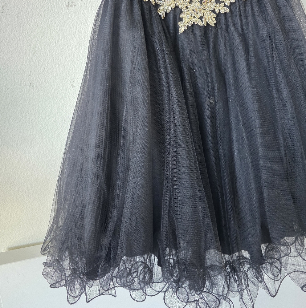 Dancing Queen Black and Gold Strapless Dress - Picture 4 of 12